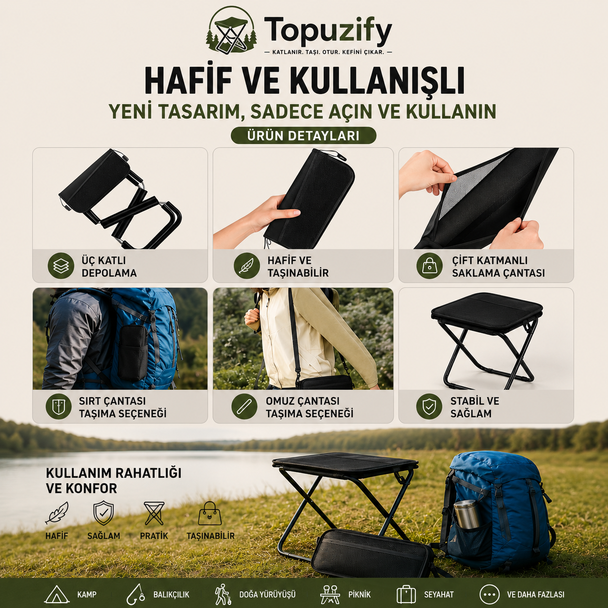 Kamp Seti 2 Tabure + Masa