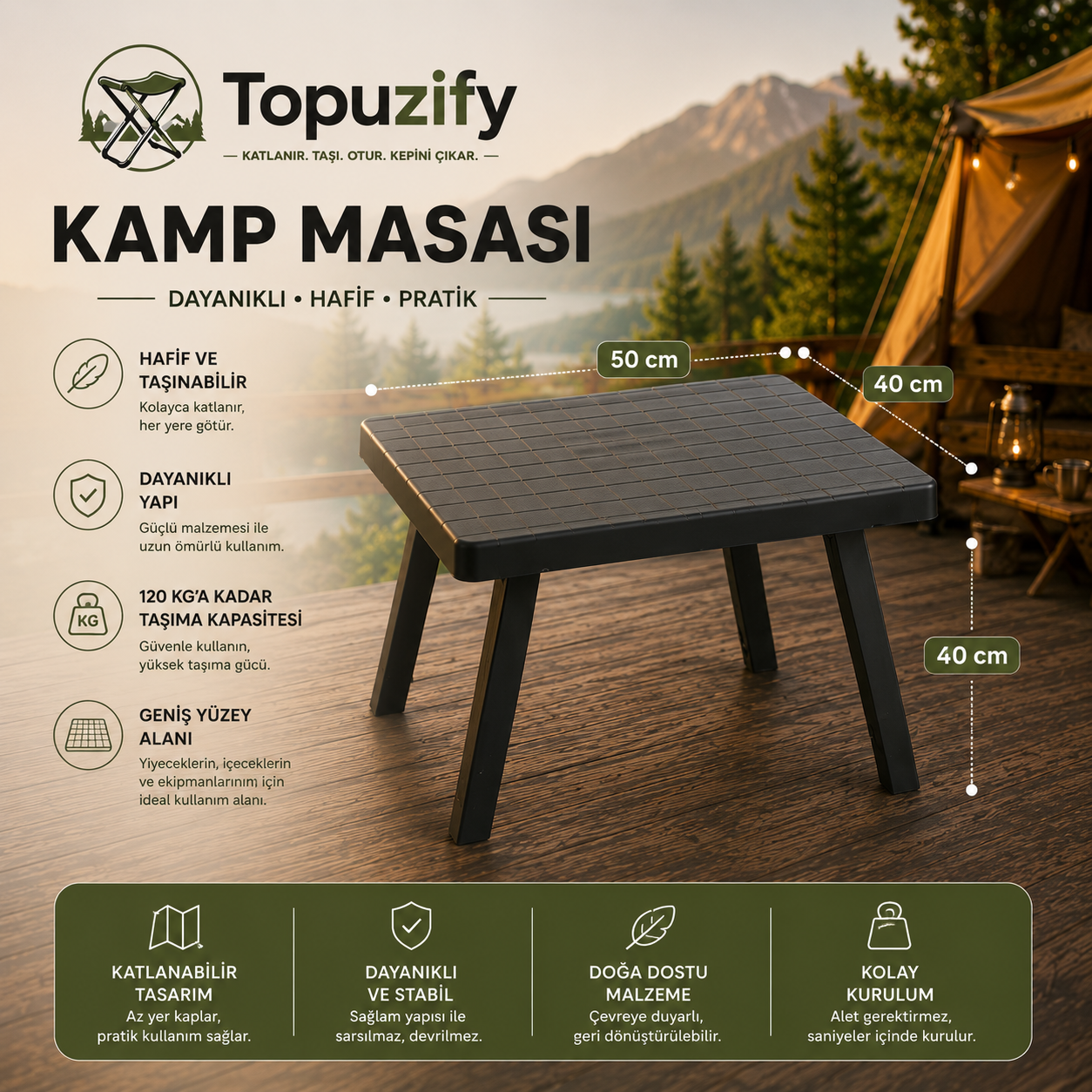 Kamp Seti 2 Tabure + Masa