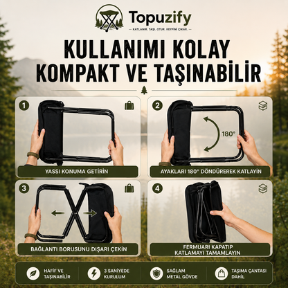 Topuzify CampSeat Katlanabilir Kamp Taburesi