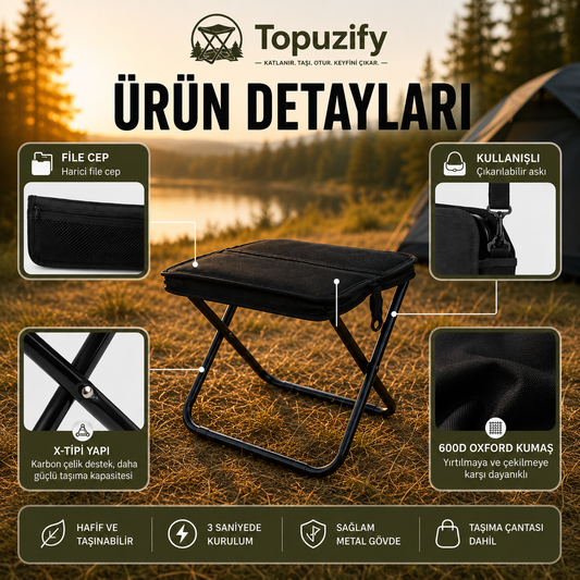 Topuzify CampSeat Katlanabilir Kamp Taburesi